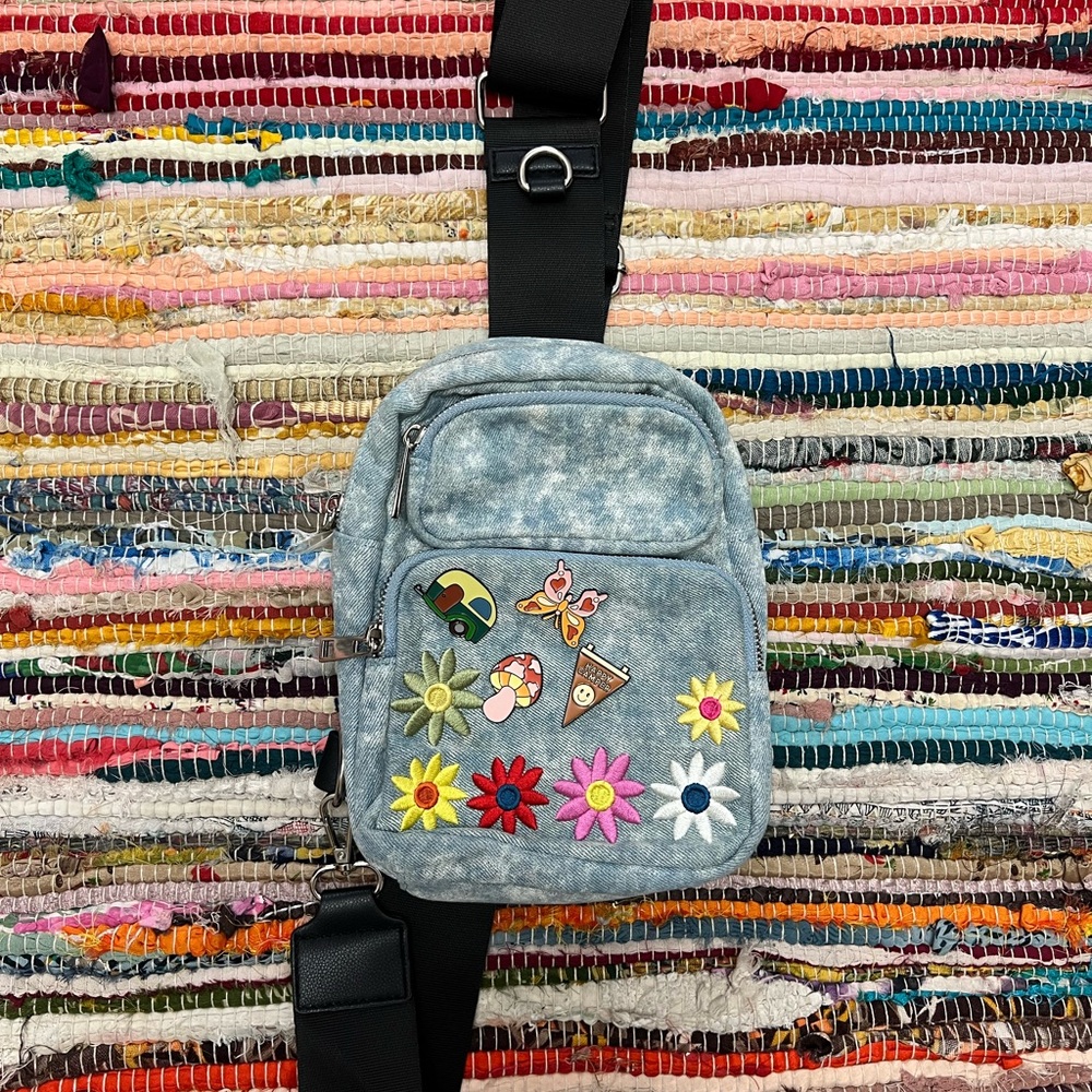 Crossbody Sling Bag | Blue Acid Wash I One Size